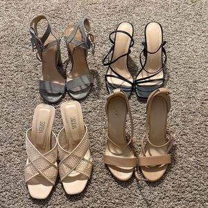 Zara Women's Heels - Silver, Black, and Beige